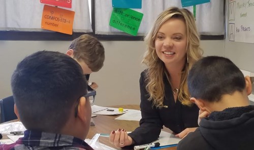 Teacher in small group working with students